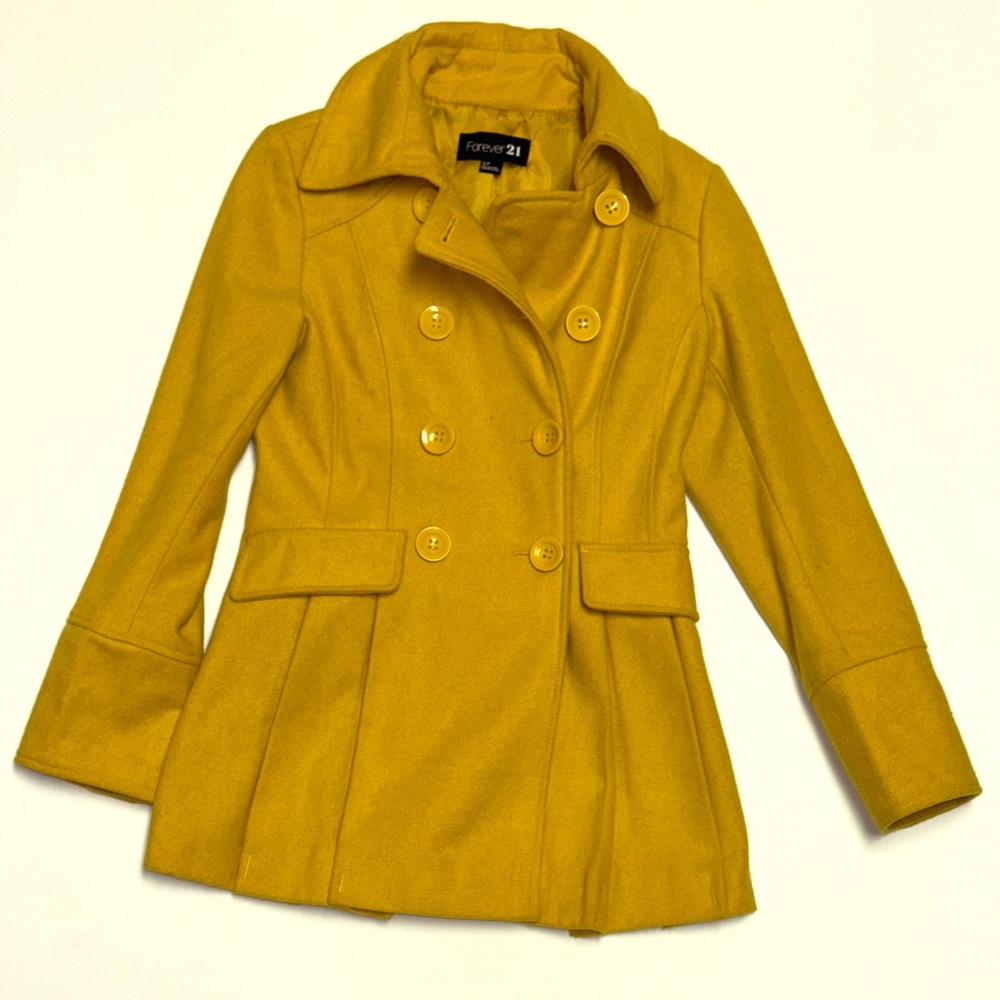 Forever 21 Golden Yellow Pea Coat Women's Size Small
